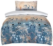 Lenjerie de pat albastră-bej din bumbac satinat pentru pat de o persoană 140x200 cm Herbal – My House