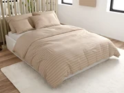 Lenjerie de pat hoteliera din microfibra JASMINE bej - dunga 2 cm Dimensiune lenjerie de pat: 70 x 90 cm | 140 x 220 cm