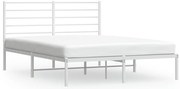 Cadru de pat metalic cu tablie, alb, 140x200 cm