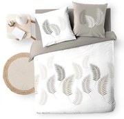 Lenjerie de pat albă-taupe din bumbac pentru pat dublu, extinsă 240x220 cm Goyave – douceur d'intérieur