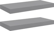 vidaXL Rafturi de perete suspendate, 2 buc., gri, 50x23x3,8 cm, MDF