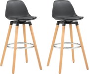 HOMCOM Set 2 Scaune de Bar Moderne din Piele Ecologică, Scaune Înalte de Bucătărie, Negru | Aosom Romania