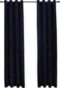 vidaXL Draperii opace cu inele, 2 buc., negru, 140 x 225 cm, catifea