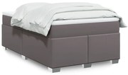 vidaXL Pat box spring cu saltea, gri, 120x190 cm, piele ecologică