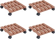vidaXL Cărucioare pentru plante, 4 buc., maro, 30x30x7,5 cm, WPC