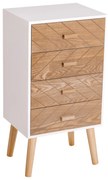 Homcom Cassettiera in Legno 4 Cassetti, Bianco e Legno, 40x30x75cm
