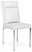 Scaun Cushion, structura metalica argintie, piele ecologica - ALB