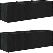 vidaXL Jardiniere grădină 3 ghivece 2 buc. negru 105x30x32cm poliratan