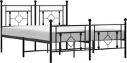 vidaXL Cadru pat metalic cu tăblie de cap/picioare, negru, 135x190 cm