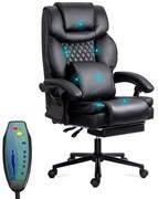 Scaun de birou cu masaj din piele ecologică cu suport pentru picioare OFF 935 negru