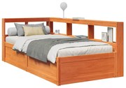 vidaXL Pat bibliotecă fără saltea maro ceruit 75x190 cm lemn masiv pin