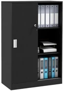 HOMCOM Dulap de Birou cu 3 Rafturi, Ușă Dublă cu Încuietoare și 2 Chei de Securitate, 80x40x120 cm, Negru | Aosom Romania
