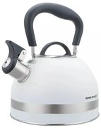 Ceainic cu fluier Kinghoff KH 1852, 1.8 l, Inductie, Maner izolat termic, Alb