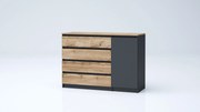 Comoda cu 1 usa si 4 sertare, pal stejar artisan gri antracit, 120x86x43 cm, Bortis Impex