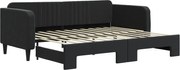 vidaXL Pat de zi cu extensie, negru, 90x200 cm, catifea