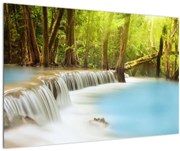 Tablou cu cascada Huai Mae Kamin în pădure (90x60 cm)