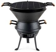 Gratar din fonta Muhler 1008592, Ø37 cm, Carbune, Reglabil, Control flux de aer, Negru