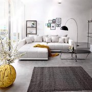 Canapea extensibilă dumonde cu 2 lăzi de depozitare si sezut confortabil din spuma high-density, Verona Loft White 310x120 cm cu taburet inclus