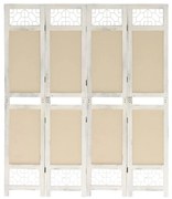 Paravan de cameră cu 4 panouri, crem, 140x165 cm, textil