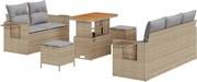 vidaXL Set de canapele pentru grădină cu pernă 8 pcs Bej poliratan