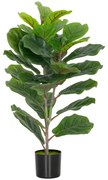 HOMCOM Plantă Artificială Ficus Lyrata Înaltă de 80 cm, Plantă Artificială Realistică pentru Interioare cu Vas, Decorațiune pentru Casă și Birou, Verde | Aosom Romania