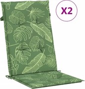 vidaXL Perne de scaun spătar înalt, 2 buc., model frunze, textil