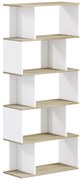 HOMCOM Bibliotecă stil scandinav mobilier de depozitare 5 rafturi anti-răsturnare Încărcare 25 kg aspect lemn & Alb | Aosom Romania