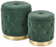 SET 2x taburet POLLY d. 40/44 cm verde/auriu