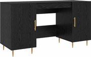 vidaXL Birou cu raft Stejar negru 140 x 50 x 75 cm Lemn compozit