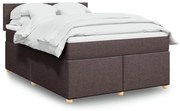 vidaXL Pat box spring cu saltea, maro închis, 140x200 cm, textil