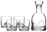 Set pahare si sticla pentru whisky LIITON L10300, Cristal, 1 L, 270 ml, 5 buc, Fund 3D Everest, Transparent