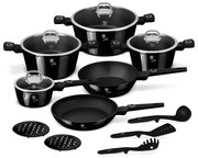 Set oale si tigai cu capace, 15 piese Black Vantage Berlinger Haus BH 8232, antiaderente, inductie, negru, design premium