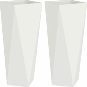 vidaXL Jardinieră 2 pcs Alb 30 x 30 x 75 cm Oțel