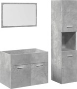 vidaXL Set mobilier de baie, 3 piese, gri beton, lemn compozit