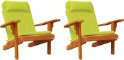 vidaXL Perne pentru scaune 2 pcs Verde strălucitor. 58 x 77 x 4,5 cm