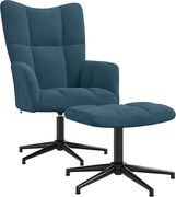 vidaXL Scaun de relaxare cu taburet, albastru, catifea