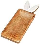 Tava decorativa din lemn de mango BUNNY EARS 36x12 cm
