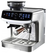 Espressor manual cu rasnita incorporata Finlux FEM-1935D, 2450W, Pompa italiana ULKA 20 bar, 2.2 Ș, 250 g, Cafea boabe si macinata, Spumare lapte, Ecran tactil, Inox