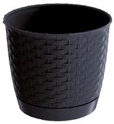 Jardinieră din plastic Ratolla Round, antracit, diam. 22 cm, 22 cm
