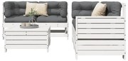 vidaXL Set canapea de grădină, 5 piese, alb, lemn masiv de pin