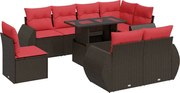 vidaXL Set canapele de grădină cu perne, 9 piese, maro, poliratan