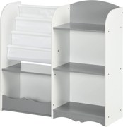Raft pentru jucării pentru copii Mobilier dormitor din lemn, mobilier pentru sufragerie și creșă, 85x26x84cm, gri ZONEKIZ | Aosom Romania