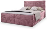 Pat tapitat boxspring GLORIEN VELVET 160x200 cm roz Saltea: Saltea cu arcuri Bonell