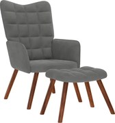 vidaXL Fotoliu relaxant cu taburet gri închis, catifea