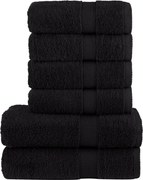 vidaXL Set de prosoape premium SOLUND, 6 piese, negru, 600 g/m²