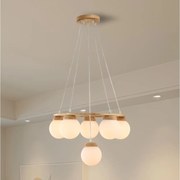 Brilagi - Lustră suspendată pe cablu VISBY WOOD, 6xE27/60W/230V, Ø 58 cm, din lemn