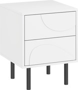 HOMCOM Noptieră, masă de alături cu 2 sertare cu deschidere prin apăsare, picioare din oțel, 40 x 40 x 50 cm, alb | Aosom Romania