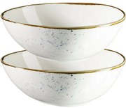 Mäser Set de 2 boluri ovale Pintar White cu punctealbastre 22 x 19 cm