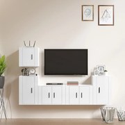 vidaXL Set dulap TV, 5 piese, alb extralucios, lemn prelucrat