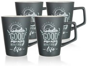 Set de 4 căni din ceramică Banquet CAFFEE GOOD MORNING, 450 ml